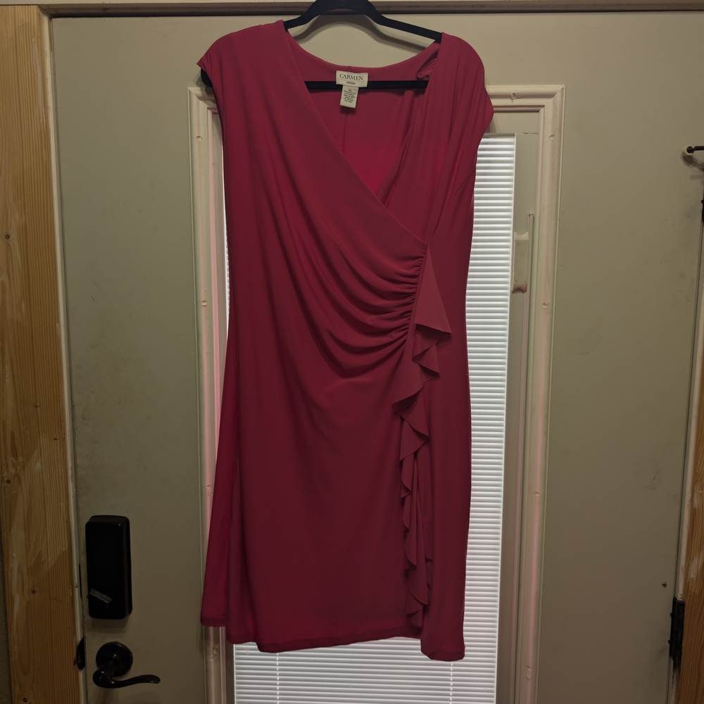 Carmen Marc Valvo Fuchsia Asymmetrical Dress